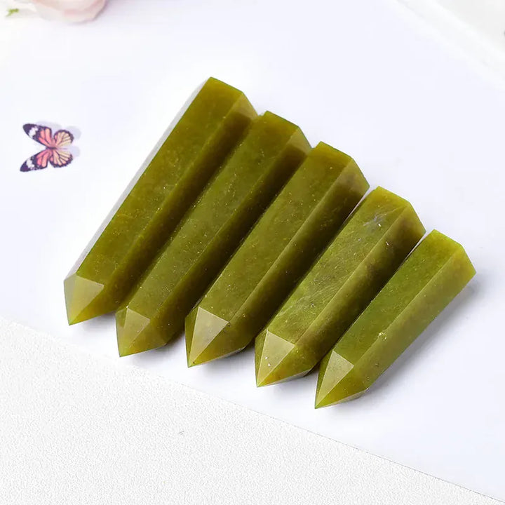 Natural Olivine Crystal Point Tower