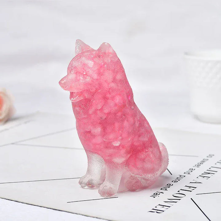 Natural Crystal Gravel Silica Gel Colourful Animal Dog Figurine Crafts Souvenir Home Decor Specimen Reiki Energy Stone Gift