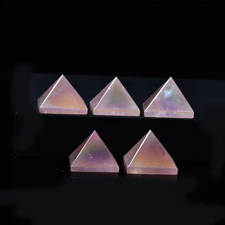 1PC Natural Aura Rose Quartz Pyramid Tower Healing Stone Energy Quartz Home Decoration Reiki Polished Stone Chakra Tower Pyramid