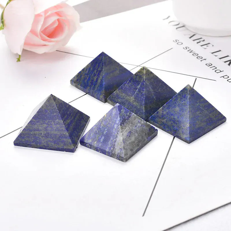 Natural Crystal Pyramid Lapis Lazuli Healing Stone Reiki Energy Quartz Meditation Ornaments Natural Stone Carved Tower Point