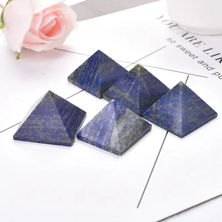 Natural Crystal Pyramid Lapis Lazuli Healing Stone Reiki Energy Quartz Meditation Ornaments Natural Stone Carved Tower Point