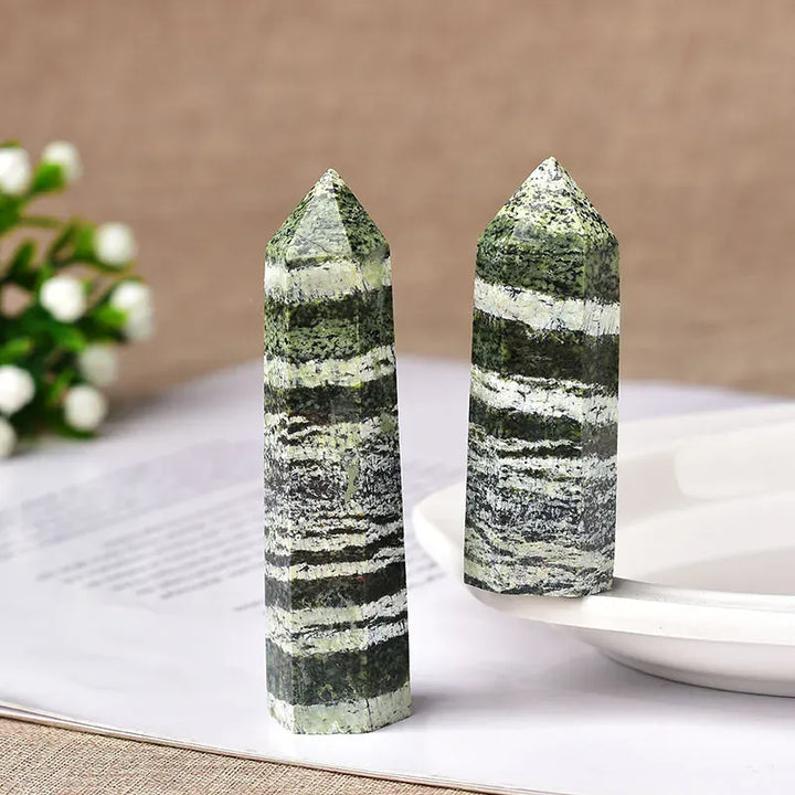 Green zebra stone Crystal Point Tower