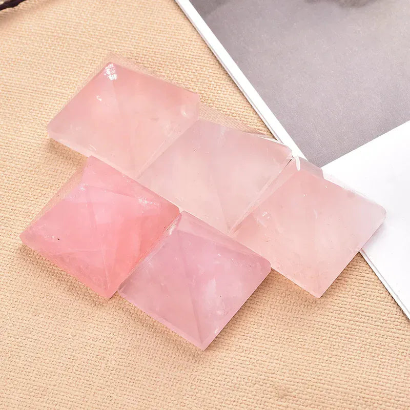 1PC Natural Rose Quartz Pyramid Crystal Quartz Energy Healing Stone Reiki Chakras Meditation Home Decor Crafts Of Gem Stone