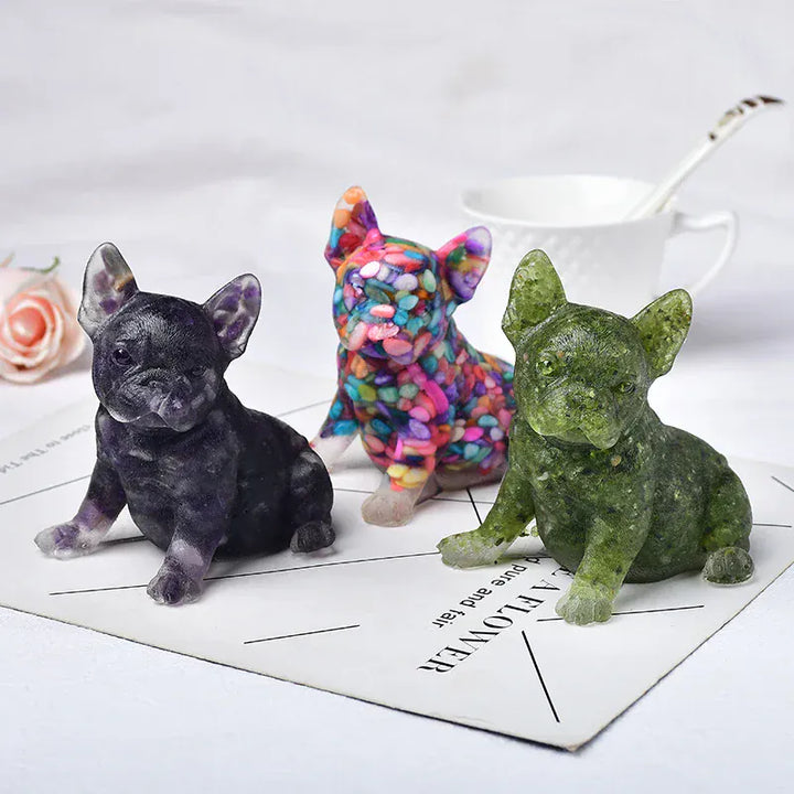 Handmade Silica Gel Colourful Dog Figurine Crafts Souvenir Home Decor Natural Crystal Gravel Specimen Reiki Energy Stone Gift