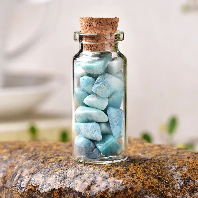 1PC Natural Crystal Glass Wishing Bottle Home Decor Healing Stone Natural Polished Stones Lucky Drifting Bottle Birthday Gifts