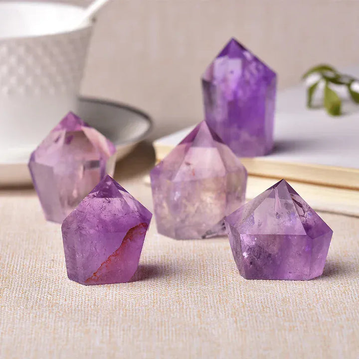 Natural Amethyst Crystal Point Tower