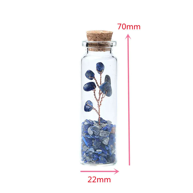 1PC Natural Crystal Glass Wishing Bottle Lucky Tree Healing Stone Natural Polished Stones Lucky Drifting Bottle Birthday Gifts