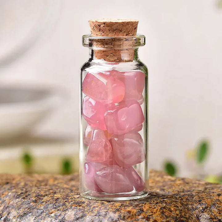 1PC Natural Crystal Glass Wishing Bottle Home Decor Healing Stone Natural Polished Stones Lucky Drifting Bottle Birthday Gifts