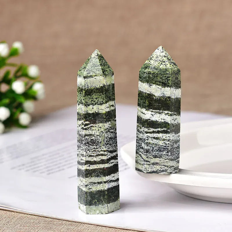 Green zebra stone Crystal Point Tower