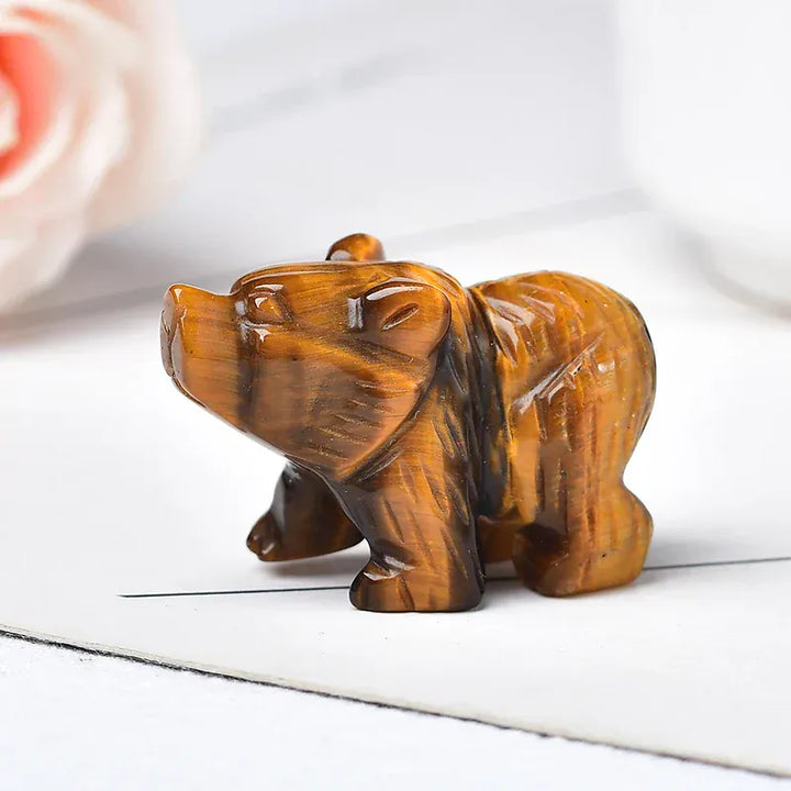 1PC Natural Crystal Bear Figurine Animals Stone Reiki Polished Crafts Small Decoration Home Decor Christmas Present Souvenir