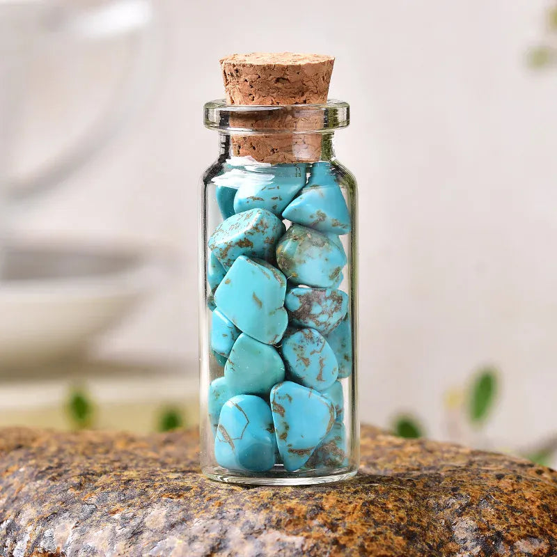 1PC Natural Crystal Glass Wishing Bottle Home Decor Healing Stone Natural Polished Stones Lucky Drifting Bottle Birthday Gifts