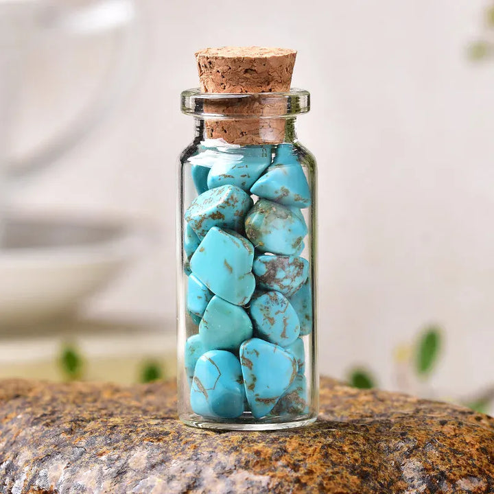 1PC Natural Crystal Glass Wishing Bottle Home Decor Healing Stone Natural Polished Stones Lucky Drifting Bottle Birthday Gifts