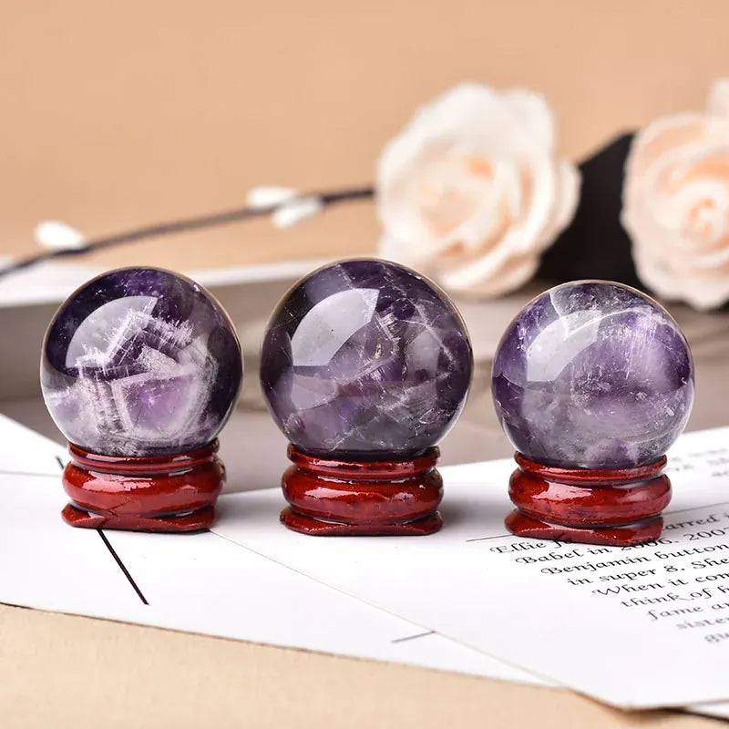 Natural Dream Amethyst Ball Reiki Healing Stone Home Decoration Energy Stone Gemstone Ball Mineral Meditation Ornaments Gift