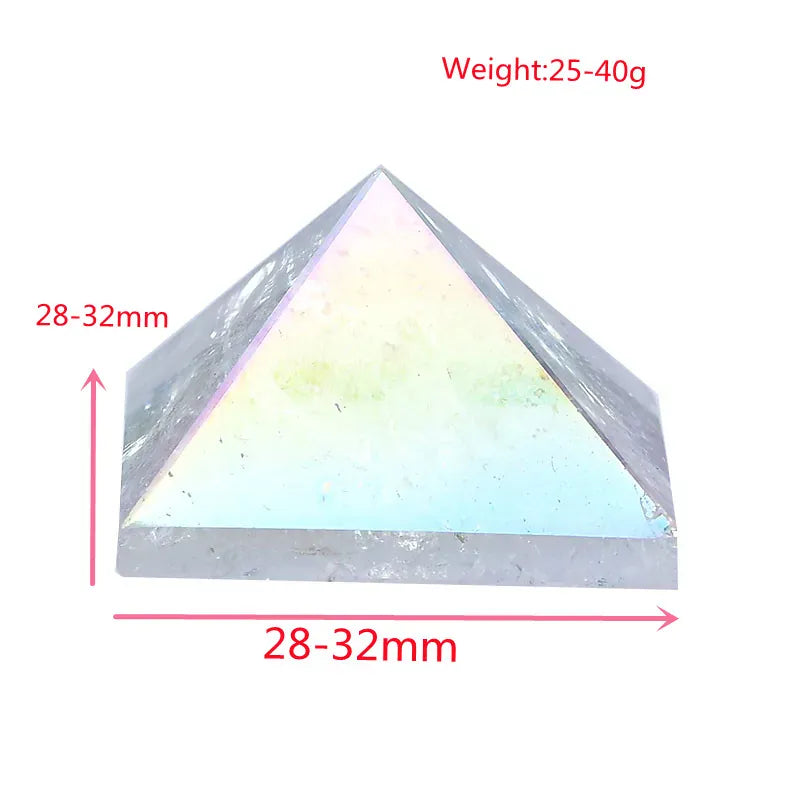 1PC Natural Aura Clear Quartz Pyramid Crystal Point Healing Stone Energy Quartz Home Decor Reiki Polished Stone Chakra Tower