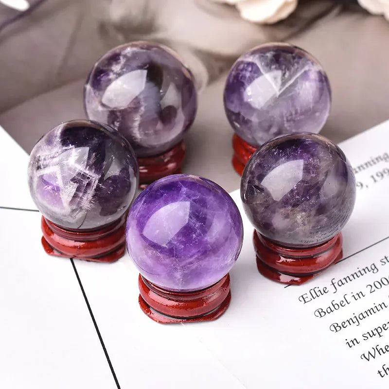 Natural Dream Amethyst Ball Reiki Healing Stone Home Decoration Energy Stone Gemstone Ball Mineral Meditation Ornaments Gift