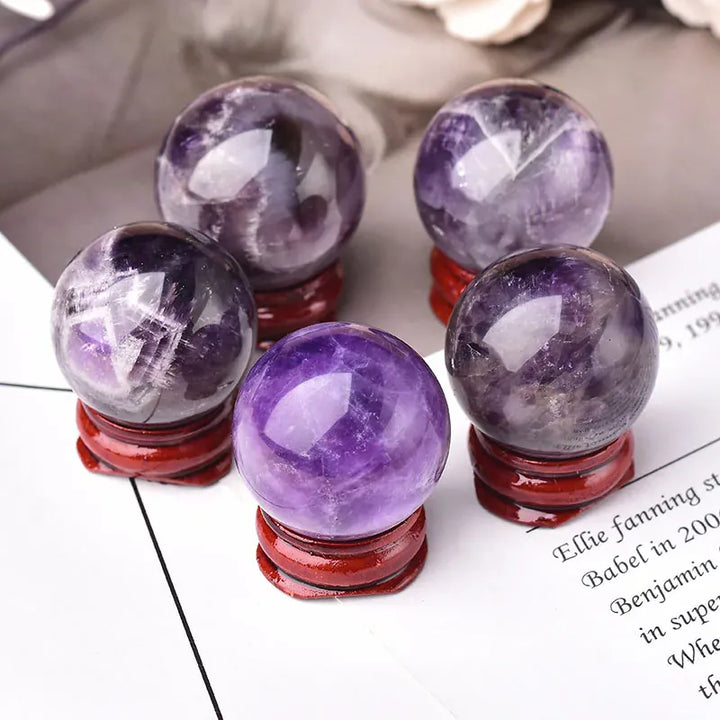 Natural Dream Amethyst Ball Reiki Healing Stone Home Decoration Energy Stone Gemstone Ball Mineral Meditation Ornaments Gift