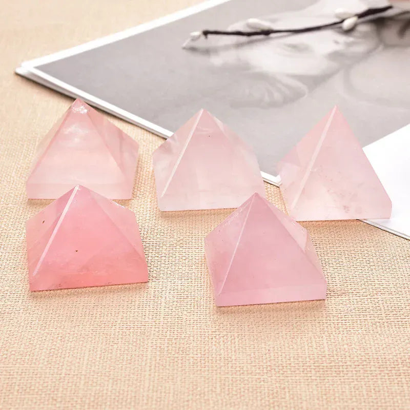 1PC Natural Rose Quartz Pyramid Crystal Quartz Energy Healing Stone Reiki Chakras Meditation Home Decor Crafts Of Gem Stone
