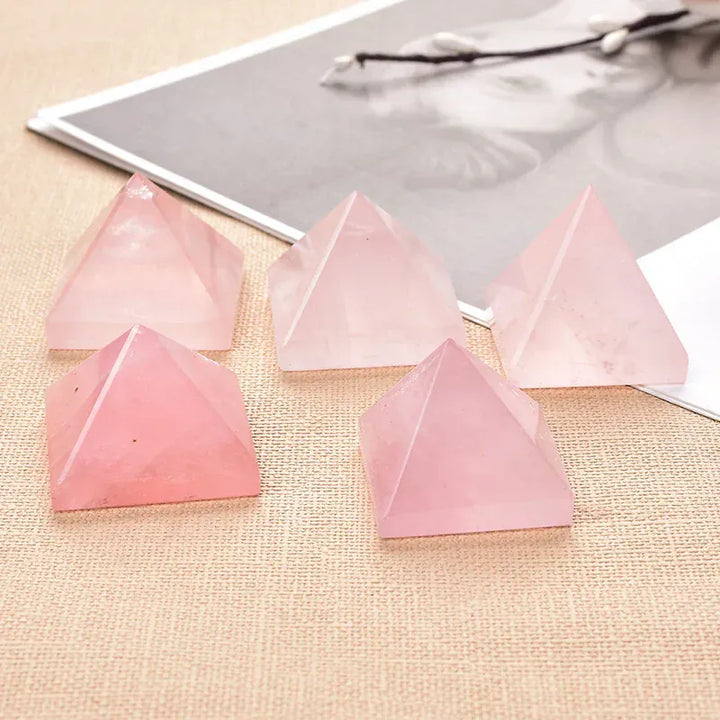 1PC Natural Rose Quartz Pyramid Crystal Quartz Energy Healing Stone Reiki Chakras Meditation Home Decor Crafts Of Gem Stone