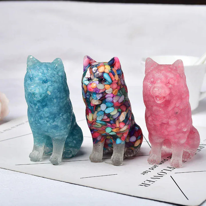 Natural Crystal Gravel Silica Gel Colourful Animal Dog Figurine Crafts Souvenir Home Decor Specimen Reiki Energy Stone Gift