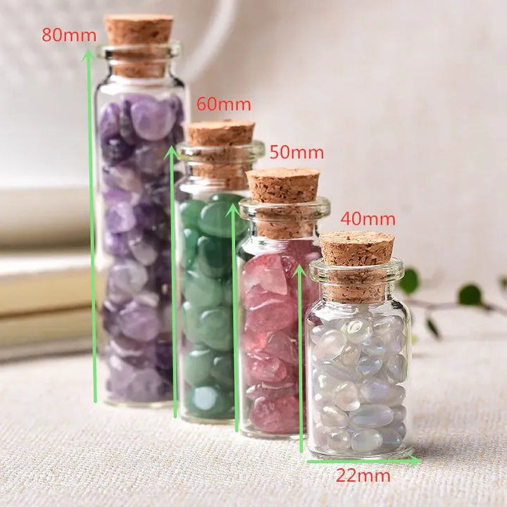 1PC Natural Crystal Glass Wishing Bottle Home Decor Healing Stone Natural Polished Stones Lucky Drifting Bottle Birthday Gifts