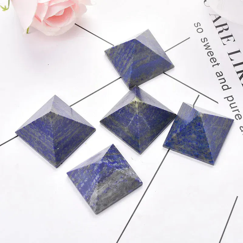 Natural Crystal Pyramid Lapis Lazuli Healing Stone Reiki Energy Quartz Meditation Ornaments Natural Stone Carved Tower Point