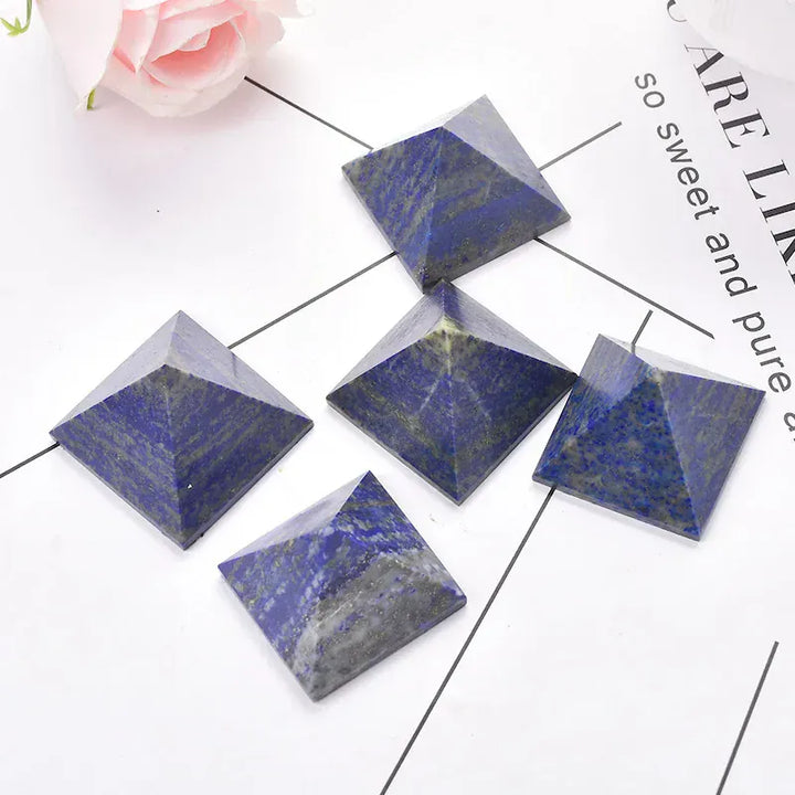 Natural Crystal Pyramid Lapis Lazuli Healing Stone Reiki Energy Quartz Meditation Ornaments Natural Stone Carved Tower Point