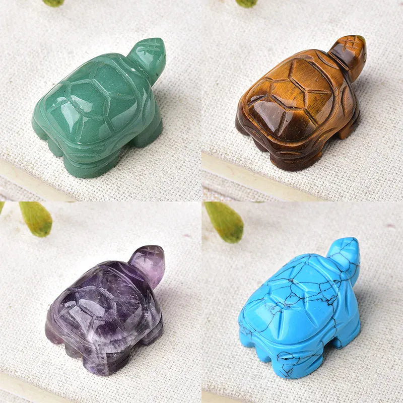 1PC Natural Crystal Rose Quartz Tortoise Amethyst Opal Animals Healing Stone Home Decor Fish Tank Crafts Small Decoration
