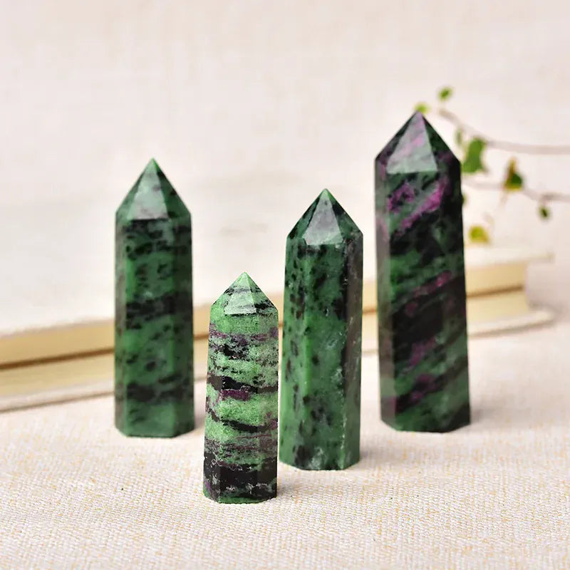 1PC Natural Crystal Point Epidote Healing Obelisk Green Quartz Tower Ornament for Home Decor Reiki Energy Stone Pyramid gift