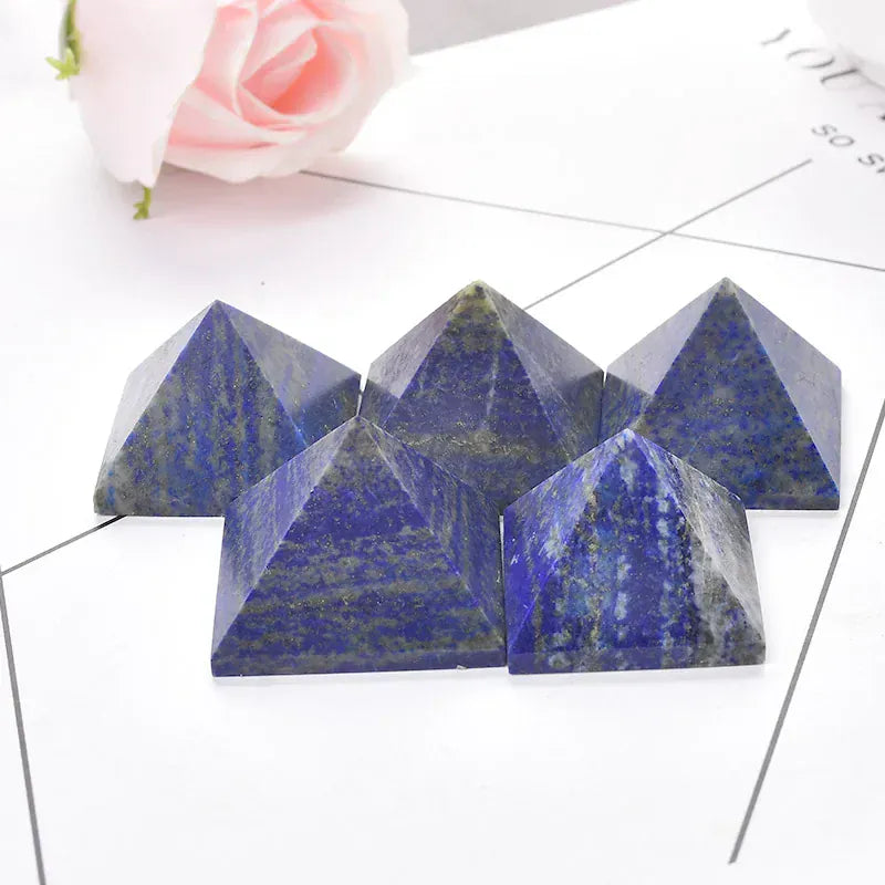 Natural Crystal Pyramid Lapis Lazuli Healing Stone Reiki Energy Quartz Meditation Ornaments Natural Stone Carved Tower Point
