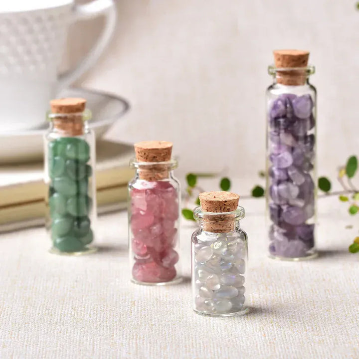 1PC Natural Crystal Glass Wishing Bottle Home Decor Healing Stone Natural Polished Stones Lucky Drifting Bottle Birthday Gifts