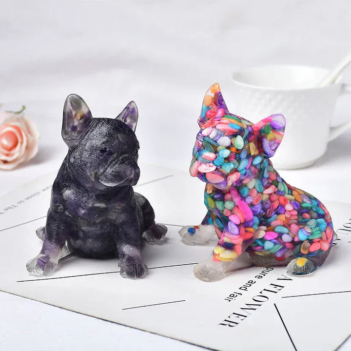 Handmade Silica Gel Colourful Dog Figurine Crafts Souvenir Home Decor Natural Crystal Gravel Specimen Reiki Energy Stone Gift