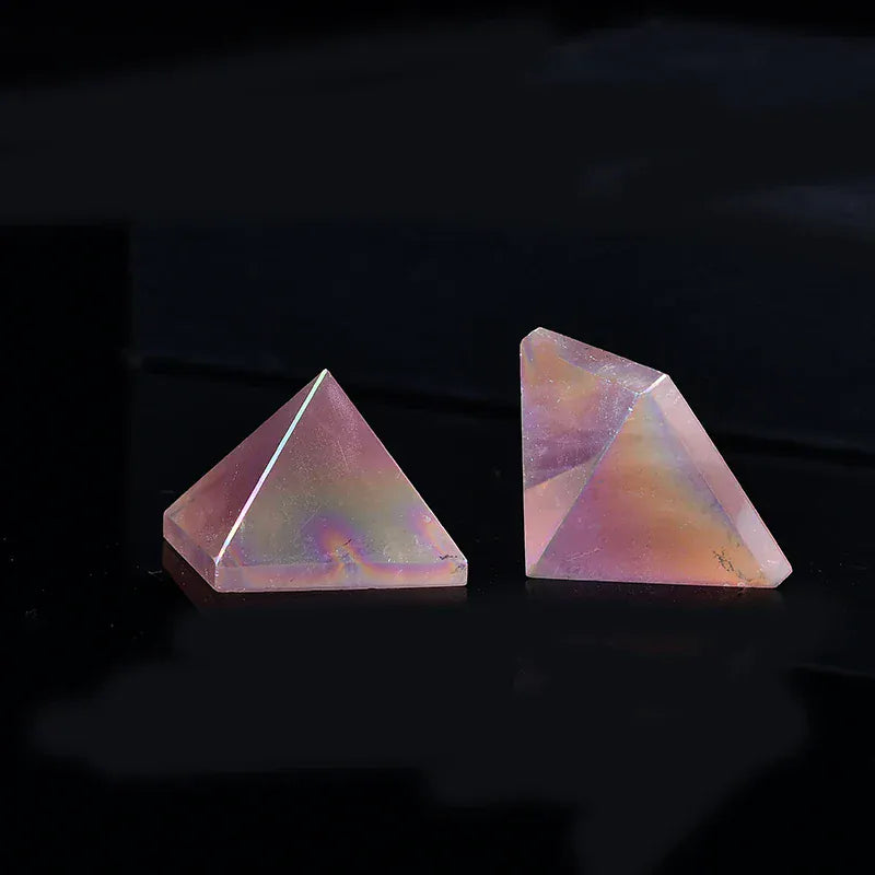 1PC Natural Aura Rose Quartz Pyramid Tower Healing Stone Energy Quartz Home Decoration Reiki Polished Stone Chakra Tower Pyramid