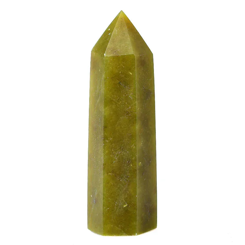 Natural Olivine Crystal Point Tower