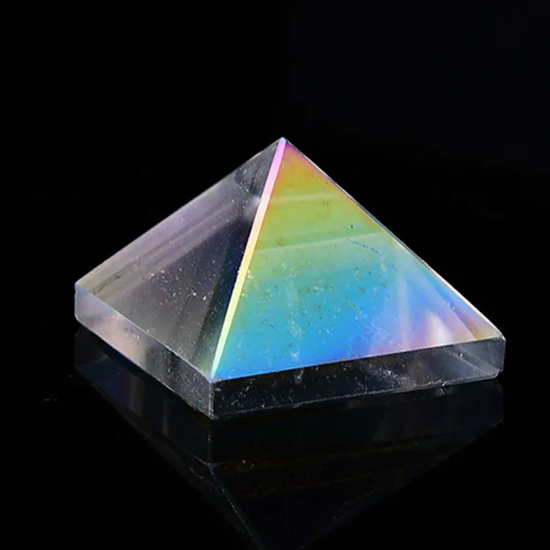 1PC Natural Aura Clear Quartz Pyramid Crystal Point Healing Stone Energy Quartz Home Decor Reiki Polished Stone Chakra Tower