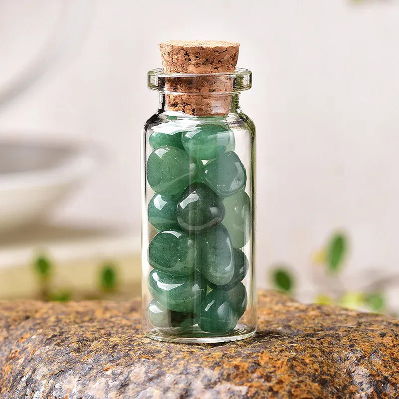 1PC Natural Crystal Glass Wishing Bottle Home Decor Healing Stone Natural Polished Stones Lucky Drifting Bottle Birthday Gifts