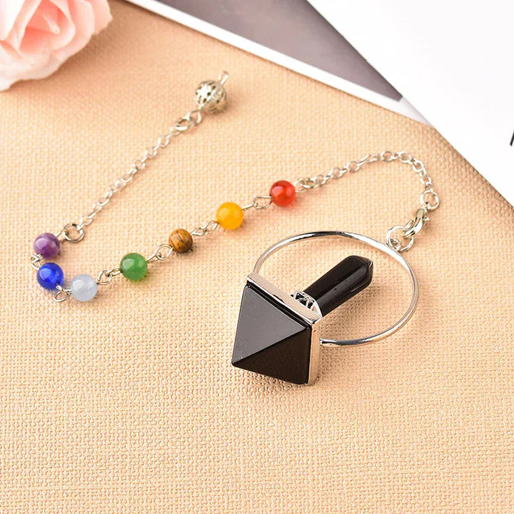 Reiki Healing 7 Chakra Pendulum Natural Crystal Wicca Hexagonal Prism Pyramid Stone for Dowsing Mineral Jewelry Amulet DIY gift