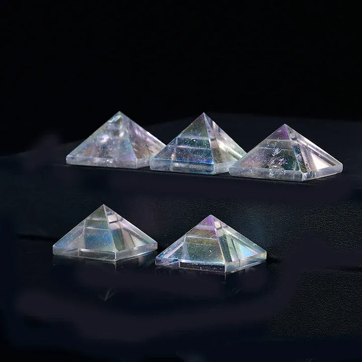 1PC Natural Aura Clear Quartz Pyramid Crystal Point Healing Stone Energy Quartz Home Decor Reiki Polished Stone Chakra Tower