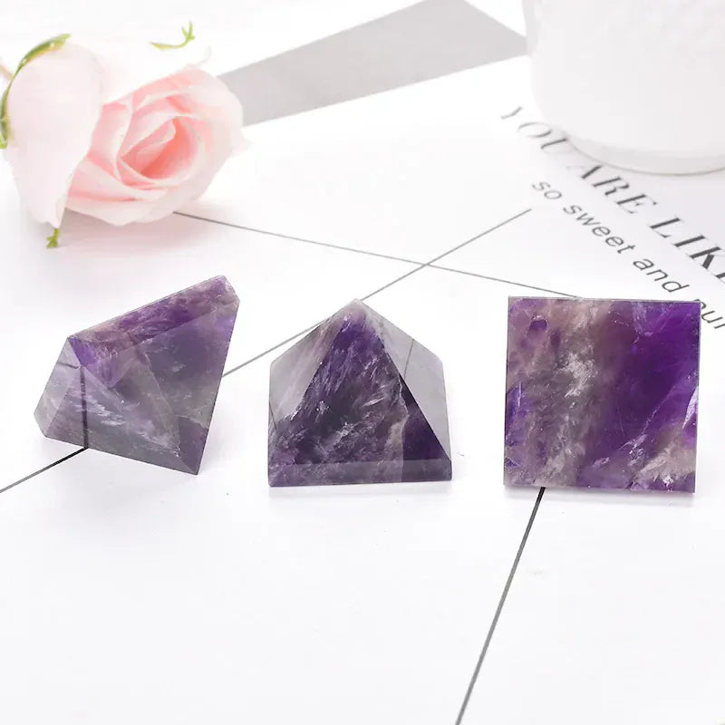 Natural Crystal Pyramid Quartz Amethyst Reiki Healing Stone Chakra Reiki Meditation Crystal Point Home Decor Crafts Of Stone