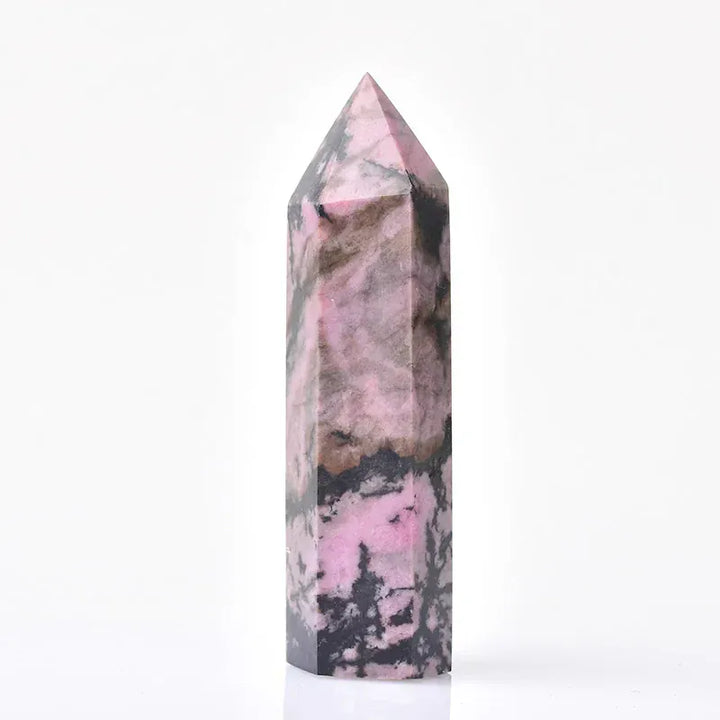 Natural Rhodonite Crystal Point Tower