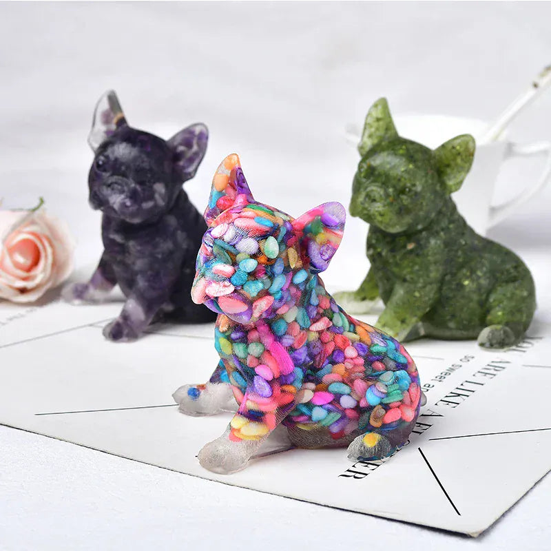 Handmade Silica Gel Colourful Dog Figurine Crafts Souvenir Home Decor Natural Crystal Gravel Specimen Reiki Energy Stone Gift