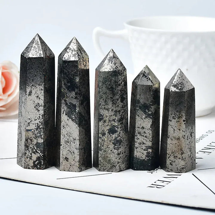 Natural Hematite Crystal Point Tower
