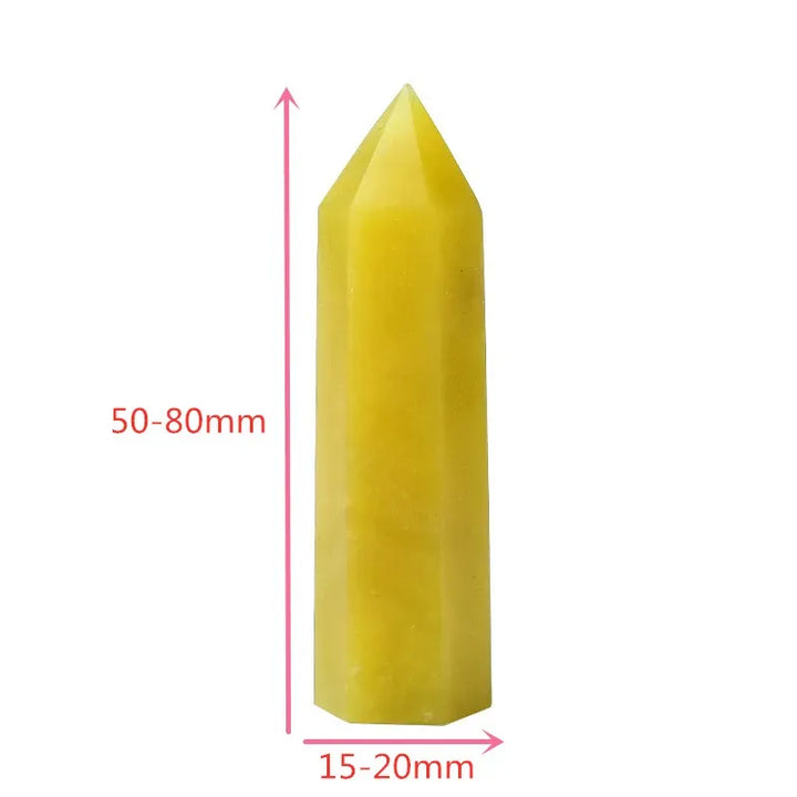 1PC Natural Crystal Point Lemon Jade Stone Healing Obelisk Yellow Quartz Tower Ornament for Home Decor Energy Stone Pyramid Gift