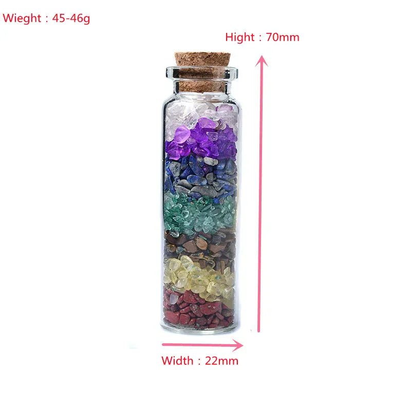Glass Wishing Bottle Healing Stone pPolychrome Natural Polished Stones Lucky Drifting Bottle Birthday Gifts Natural Crystal