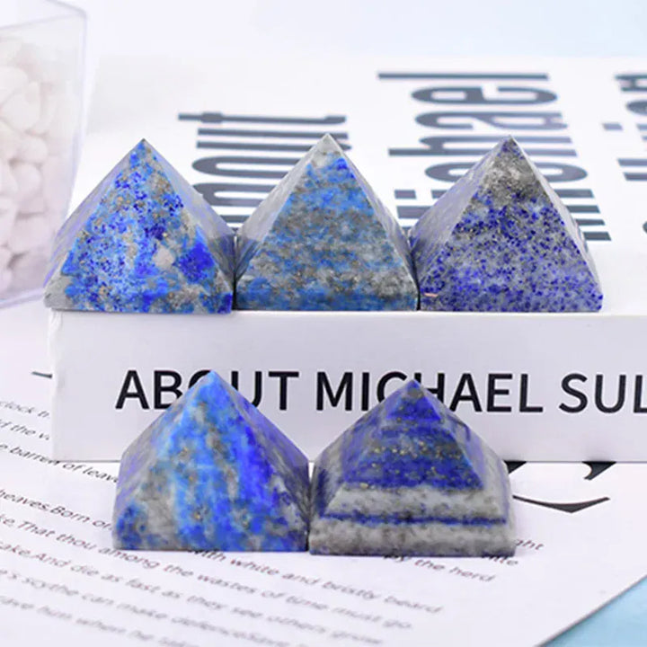 1Pc Natural Lapis Lazuli Polished Crystal Pyramid Healing Stone Energy Tower Meditation Simple Ornaments For Home Decoration