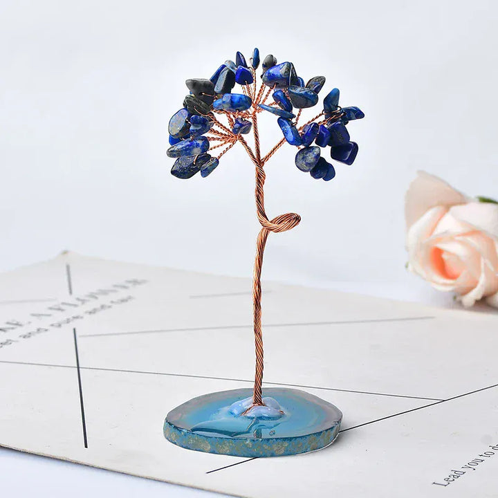 1PC Natural Crystal Tree Amethyst Rose Quartz Aquamarine Agate Lucky Tree Reiki Healing Home Decoration Ornaments Souvenir Gift