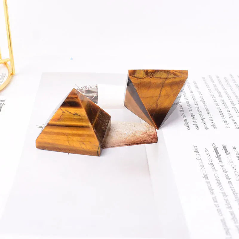 Natural Crystal Polished Tiger Eyes Pyramid Healing Stone Energy Tower For Home Decor Reiki Crystal Chakra Tower Crafts