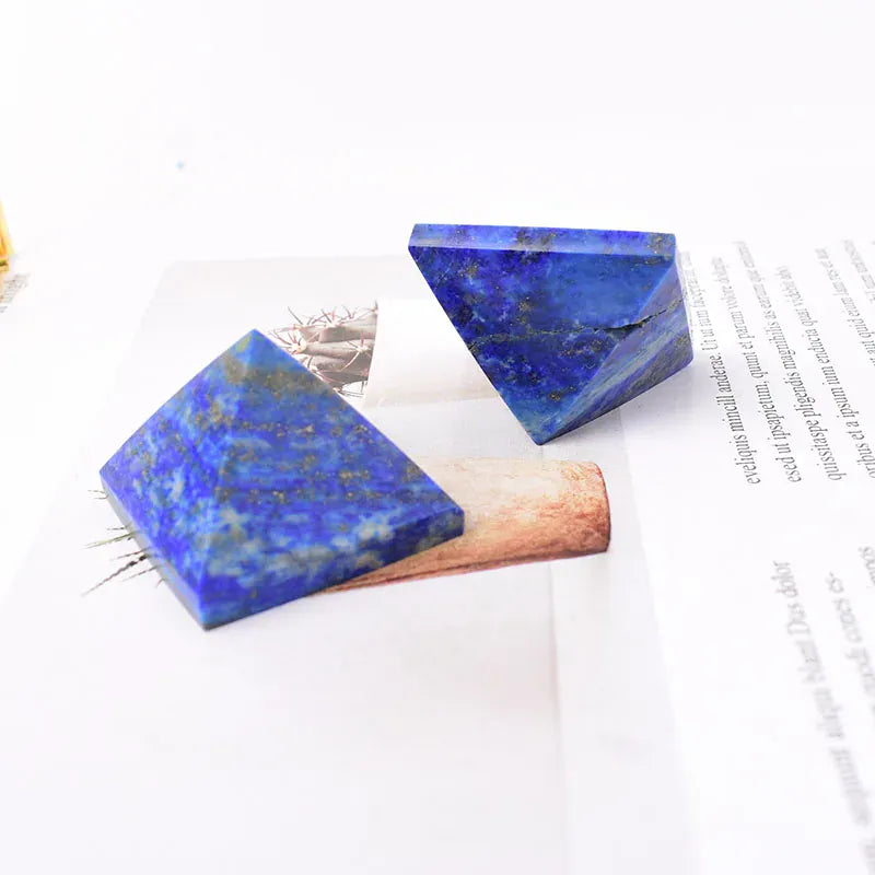 Natural Crystal Polished Lapis Lazuli Pyramid Healing Stone Reiki Energy Tower Meditation Ornaments Natural Stone Carved Tower