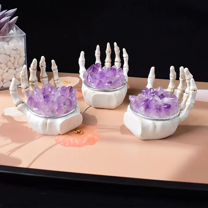 1 Pc Natural Amethyst Cluster Skull Hand Decorated With Reiki Crystals Makes Handmade Home Decor gifts