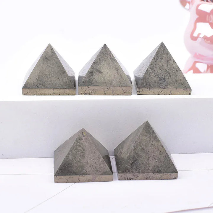 1PC Natural Pyrite Polished Crystal Pyramid Healing Stone Energy Tower Simple Crystal Ornaments For Home Decoration Gifts