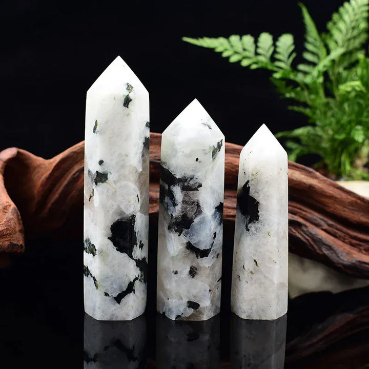 Natural Moonstone Crystal Obelisk Point Mineral Specimen Crafts Stone Beautiful Ornament Home Decor Pyramid Souvenir DIY Gift